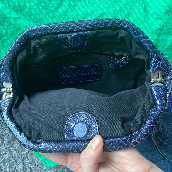 Club Monaco Leather Clutch, snakeskin finish, rich blue - Picture 3 of 10